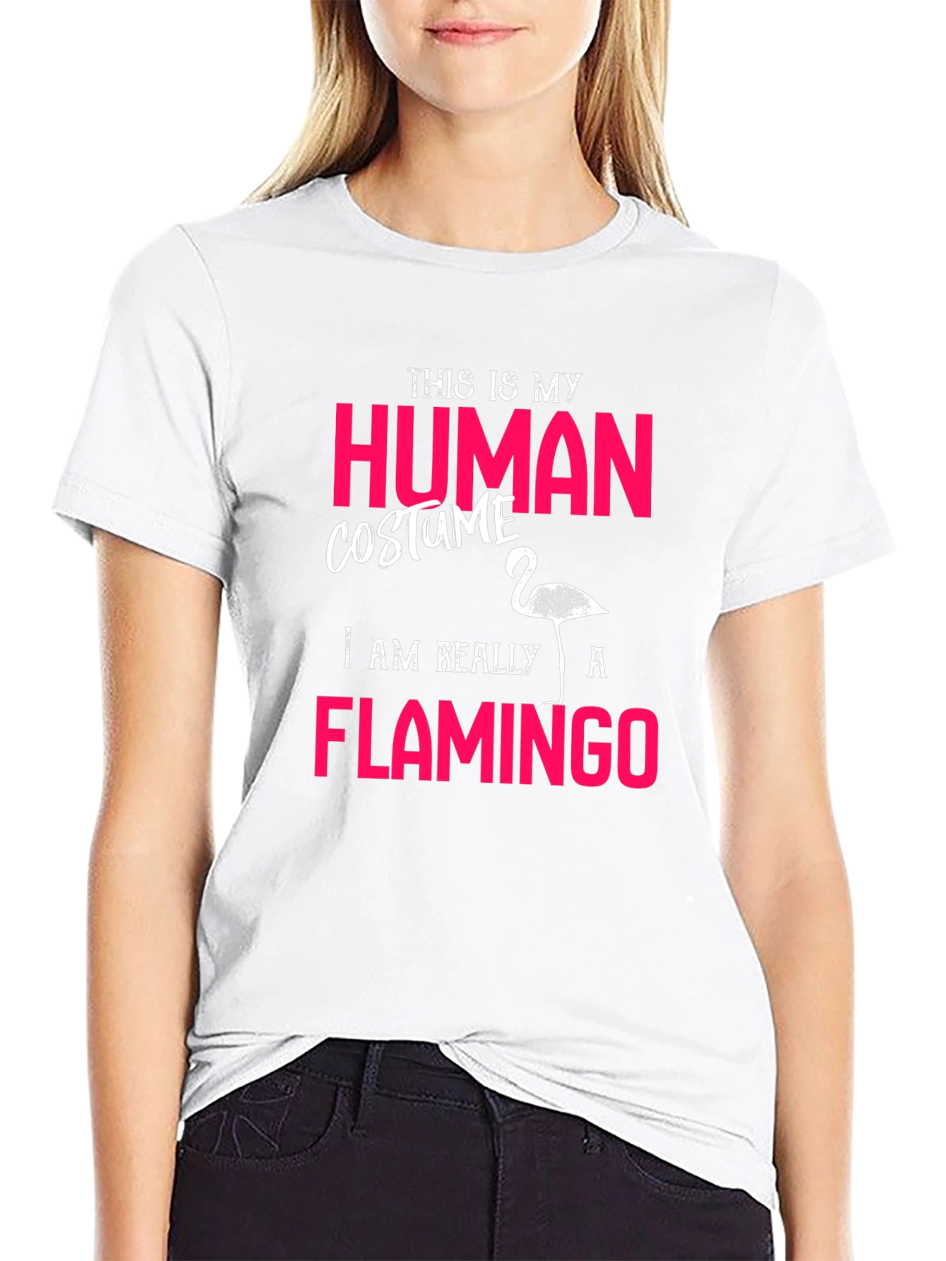 Human Costume Flamingo T-Shirt Funny Halloween Costume Tee