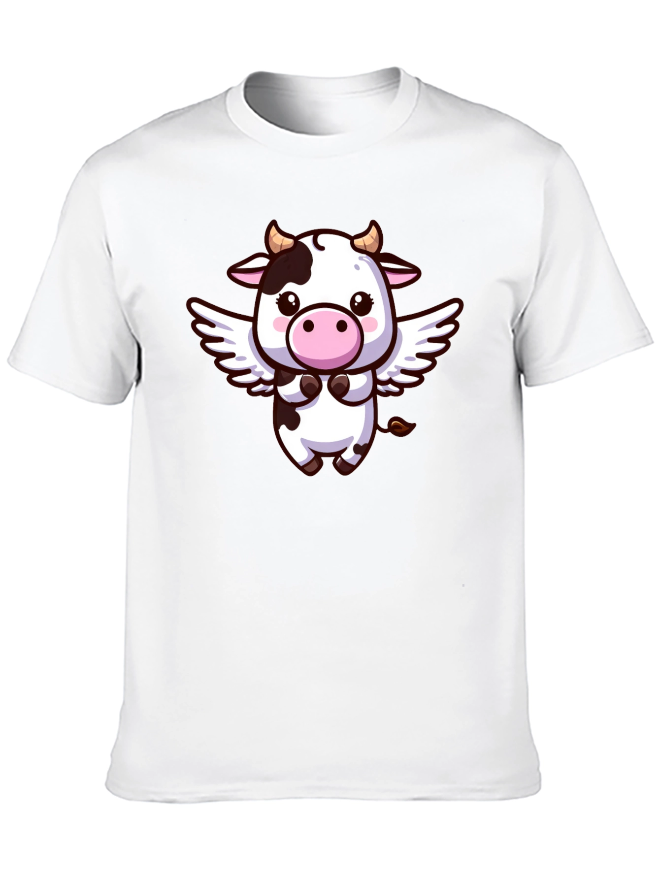 Cute Cow Angel T-Shirt - Black Cotton Tee