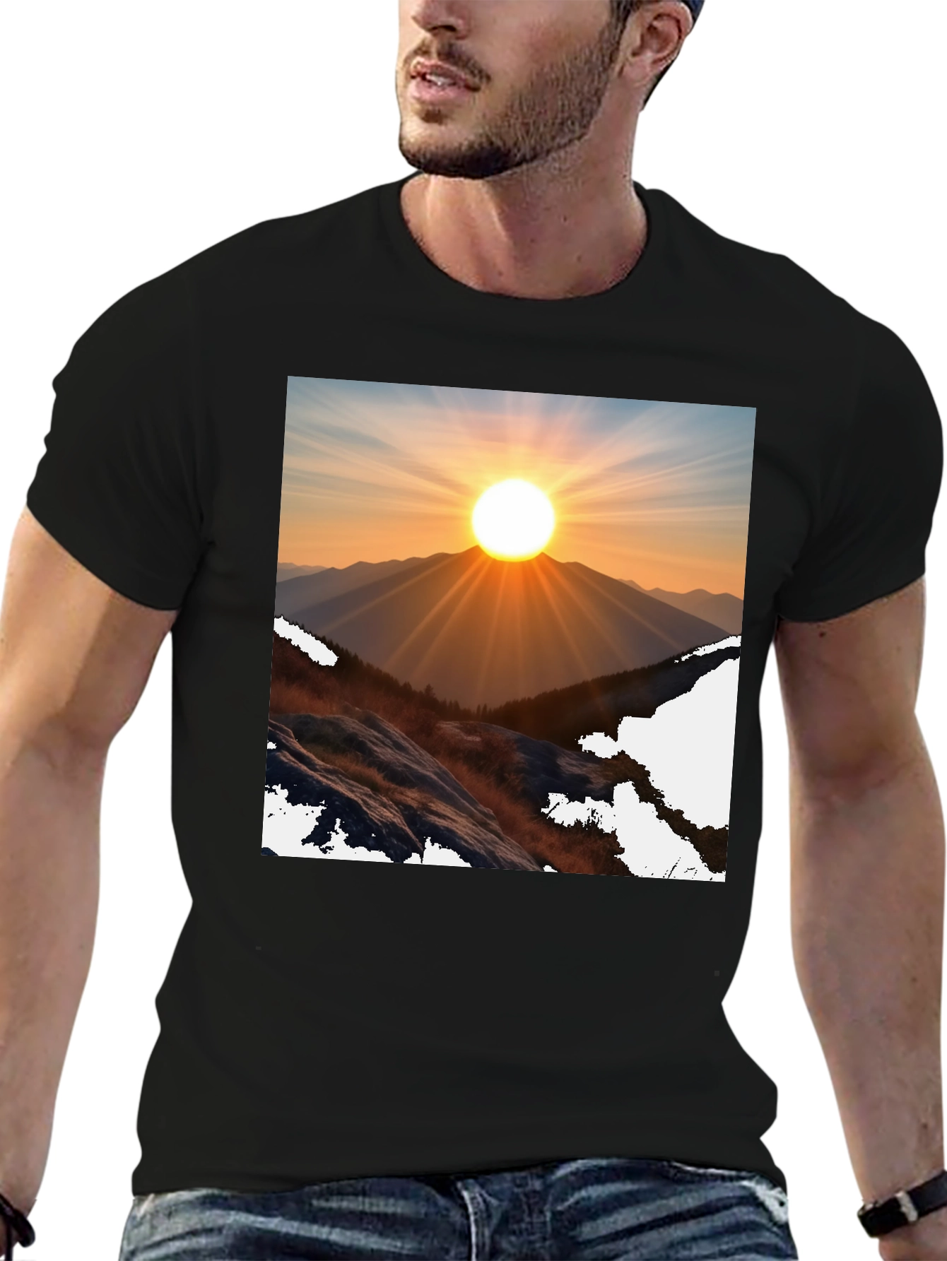 Sunrise Mountain Graphic Tee - Black