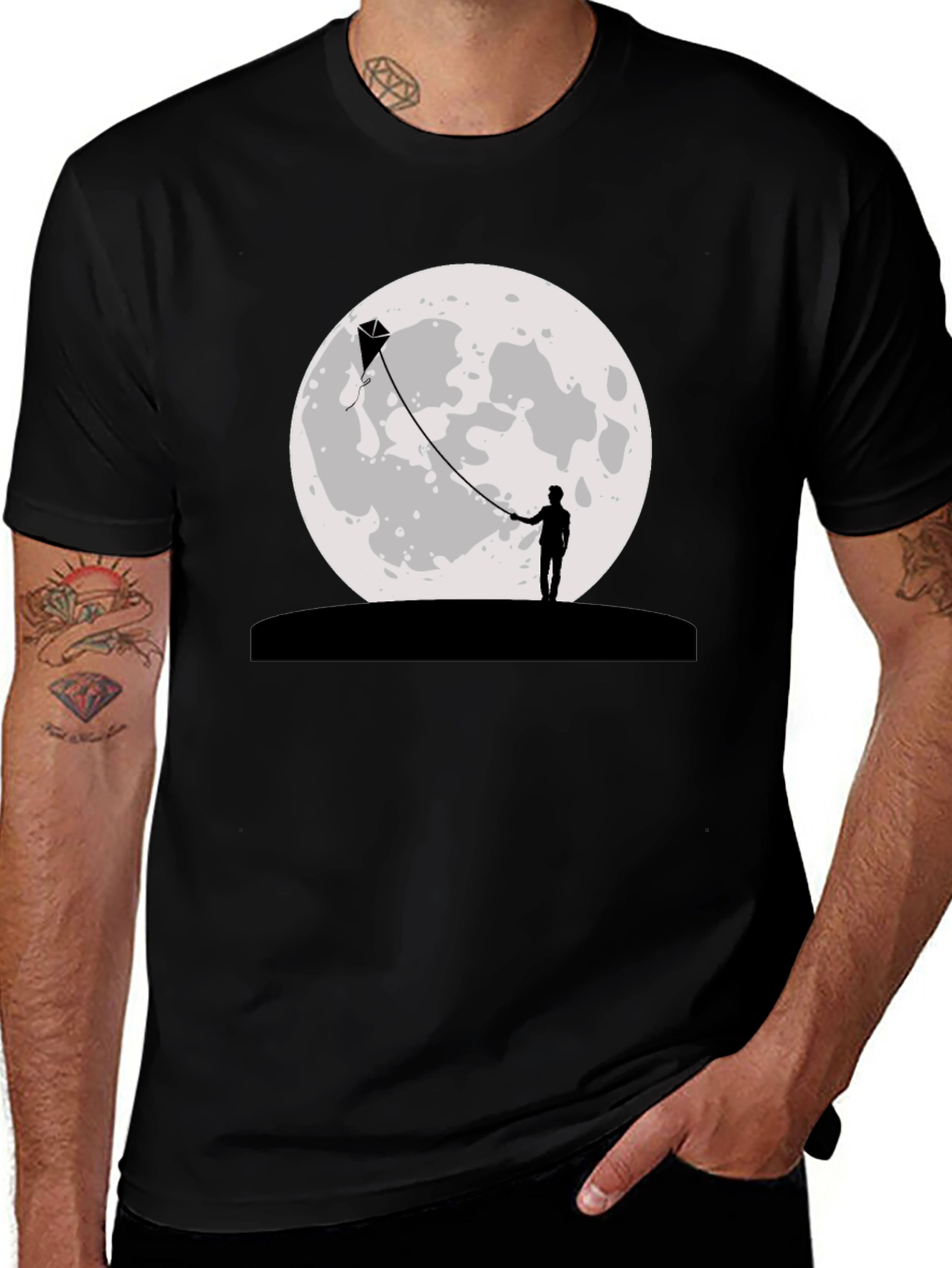 Moon Kite Black T-Shirt