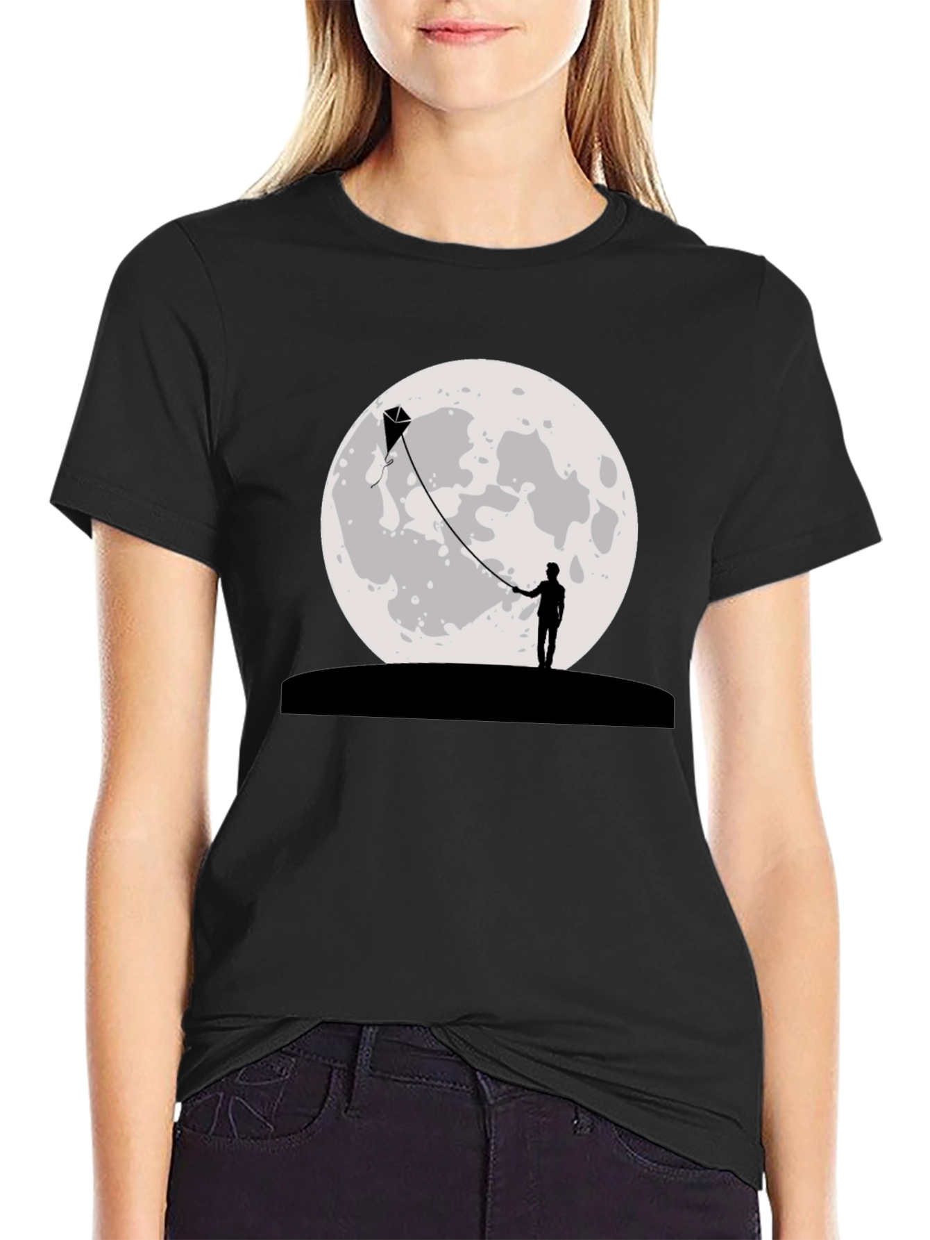 Moon Kite Black T-Shirt
