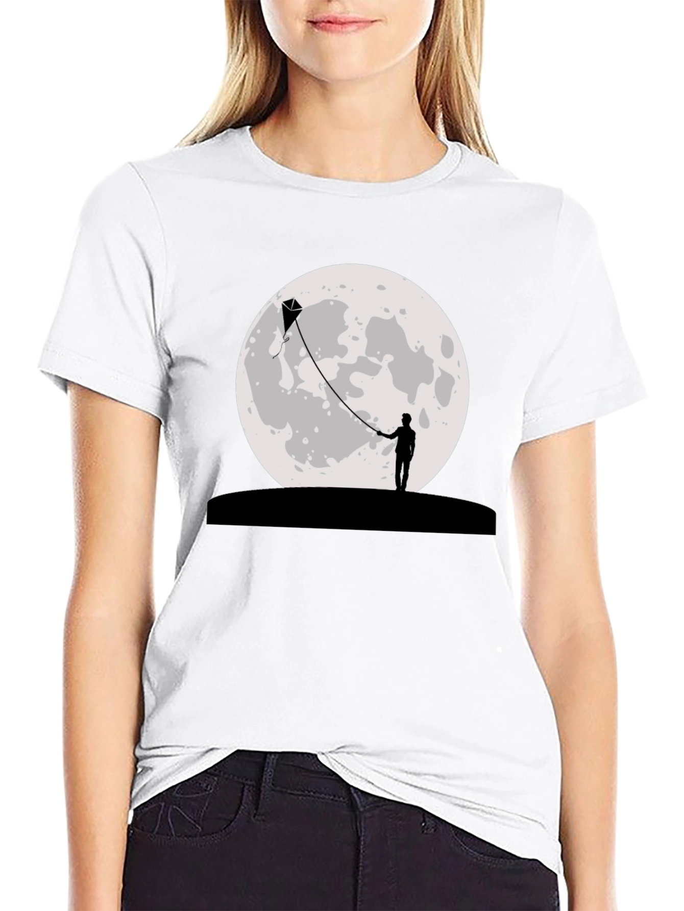 Moon Kite Black T-Shirt