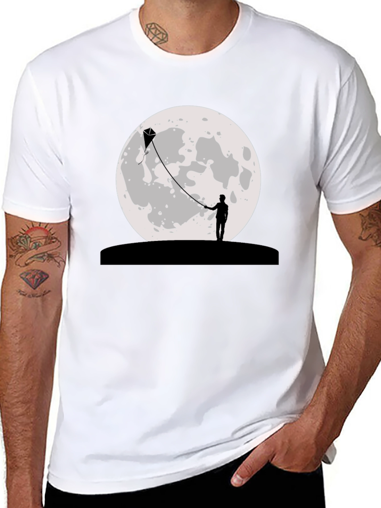 Moon Kite Black T-Shirt