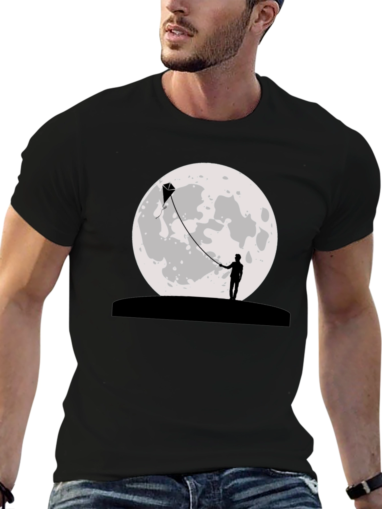 Moon Kite Black T-Shirt