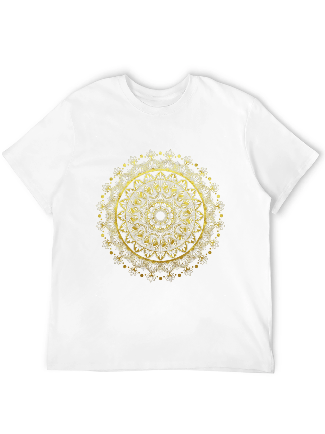 Gold Mandala Design Black T-Shirt