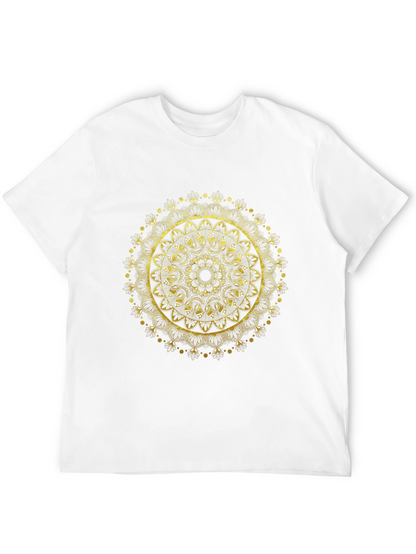 Gold Mandala Design Black T-Shirt