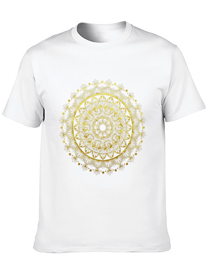 Gold Mandala Design Black T-Shirt