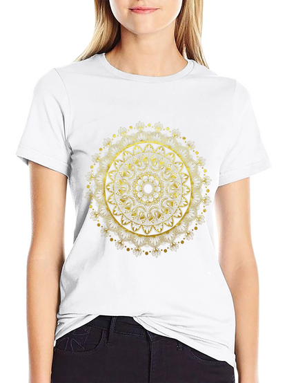 Gold Mandala Design Black T-Shirt