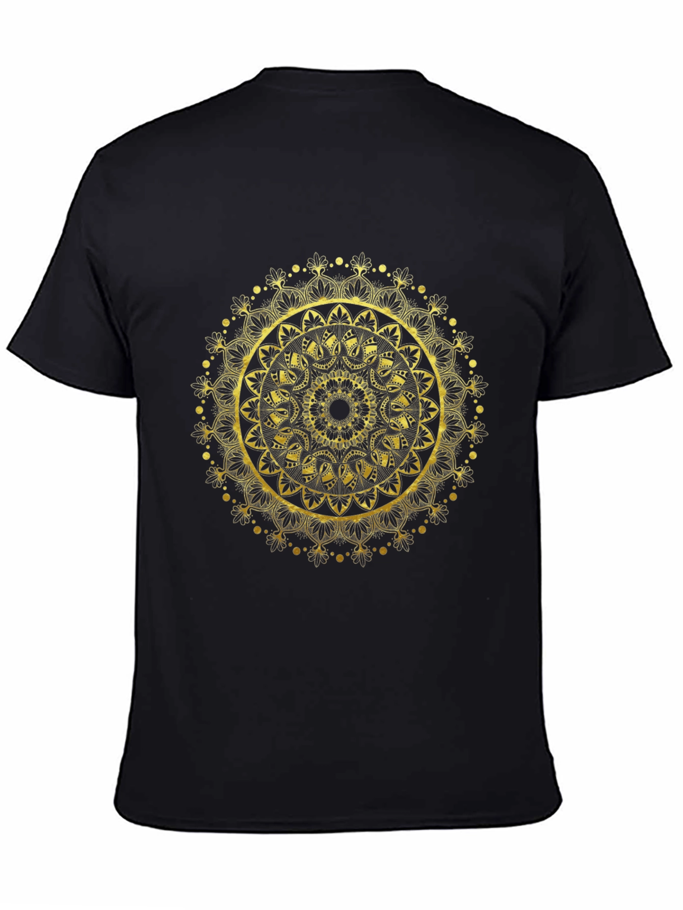 Gold Mandala Design Black T-Shirt