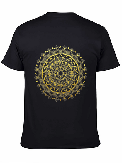 Gold Mandala Design Black T-Shirt