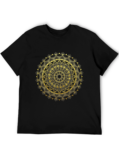 Gold Mandala Design Black T-Shirt