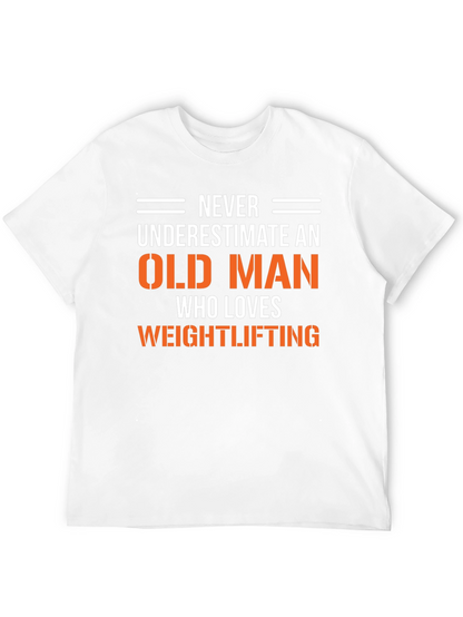 Funny Old Man Weightlifting Graphic T-Shirt
