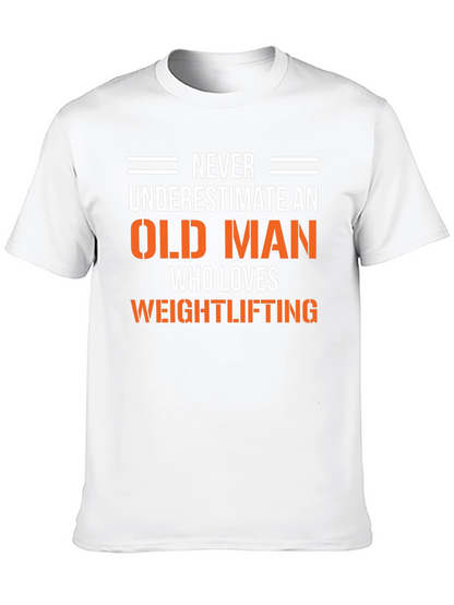 Funny Old Man Weightlifting Graphic T-Shirt