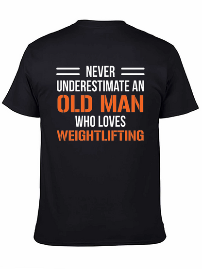 Funny Old Man Weightlifting Graphic T-Shirt