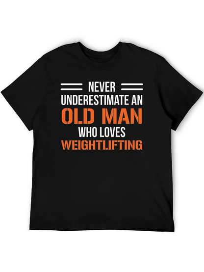 Funny Old Man Weightlifting Graphic T-Shirt