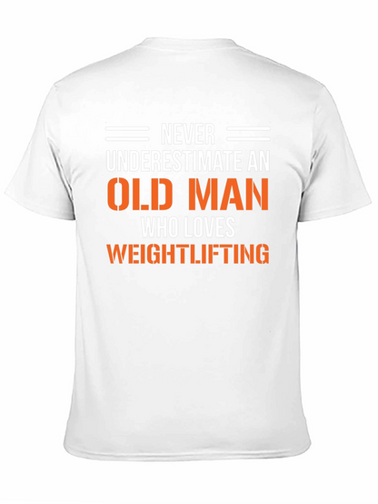 Funny Old Man Weightlifting Graphic T-Shirt
