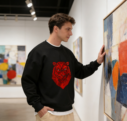 Modern Geometric Lion Silhouette Sweatshirt