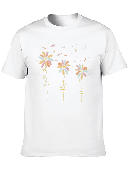 Faith Hope Love Flower T-Shirt - Graphic Tee