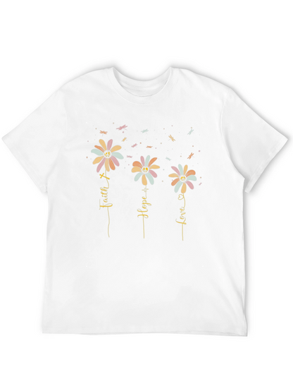 Faith Hope Love Flower T-Shirt - Graphic Tee