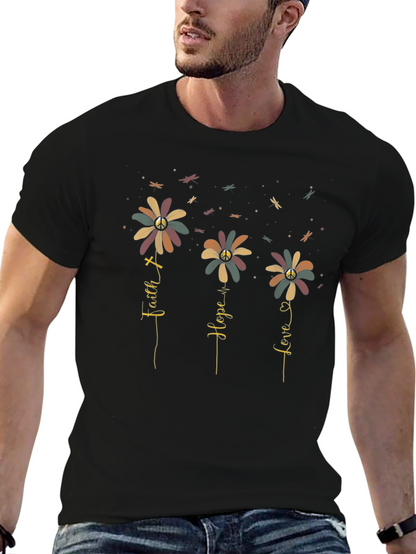 Faith Hope Love Flower T-Shirt - Graphic Tee
