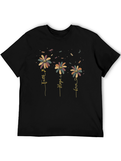 Faith Hope Love Flower T-Shirt - Graphic Tee