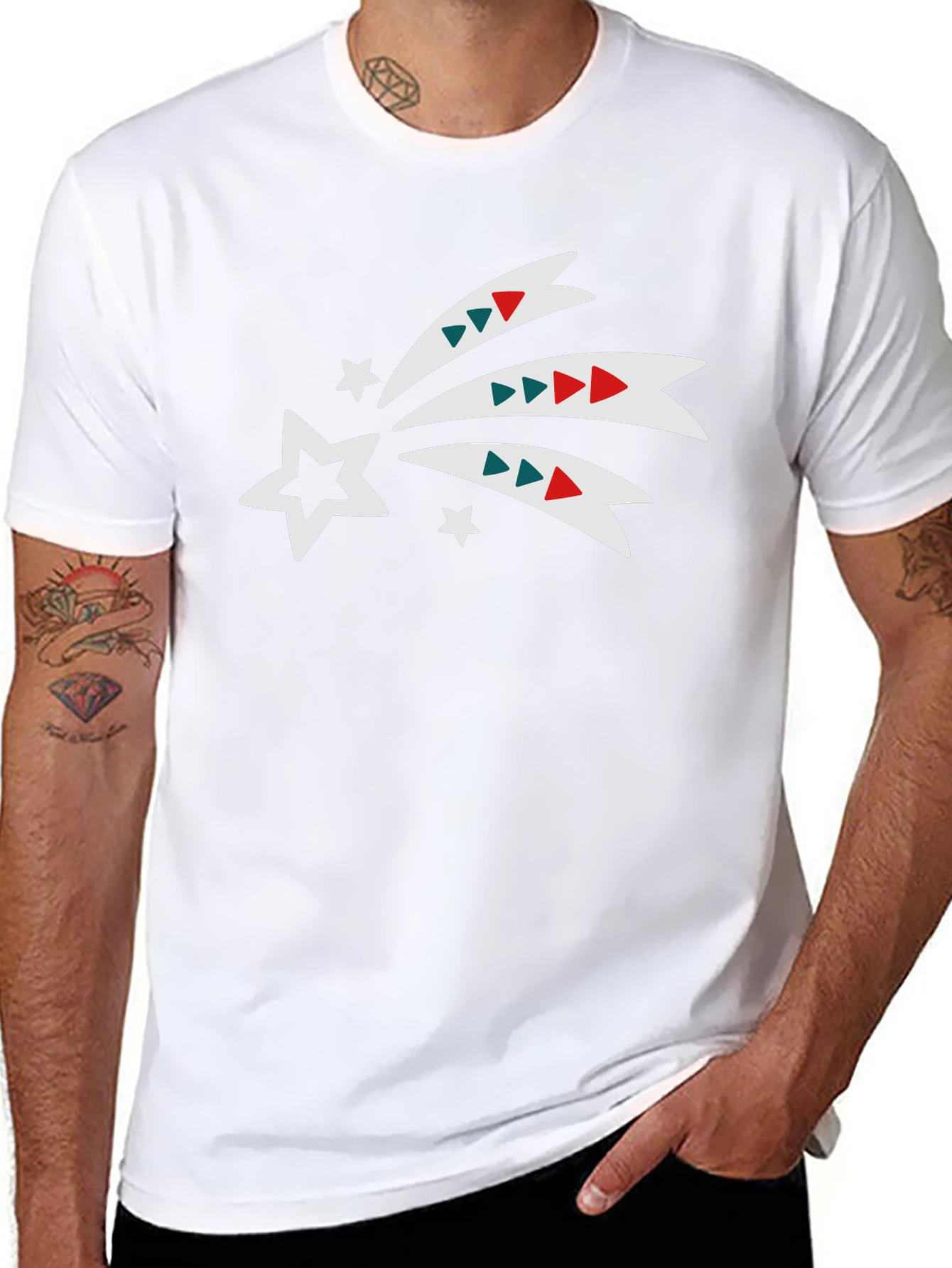 Festive Star Trail Graphic Tee - Black