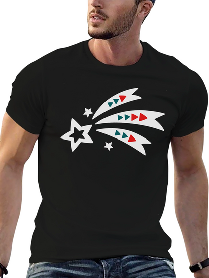 Festive Star Trail Graphic Tee - Black