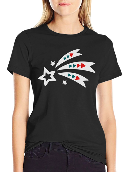 Festive Star Trail Graphic Tee - Black