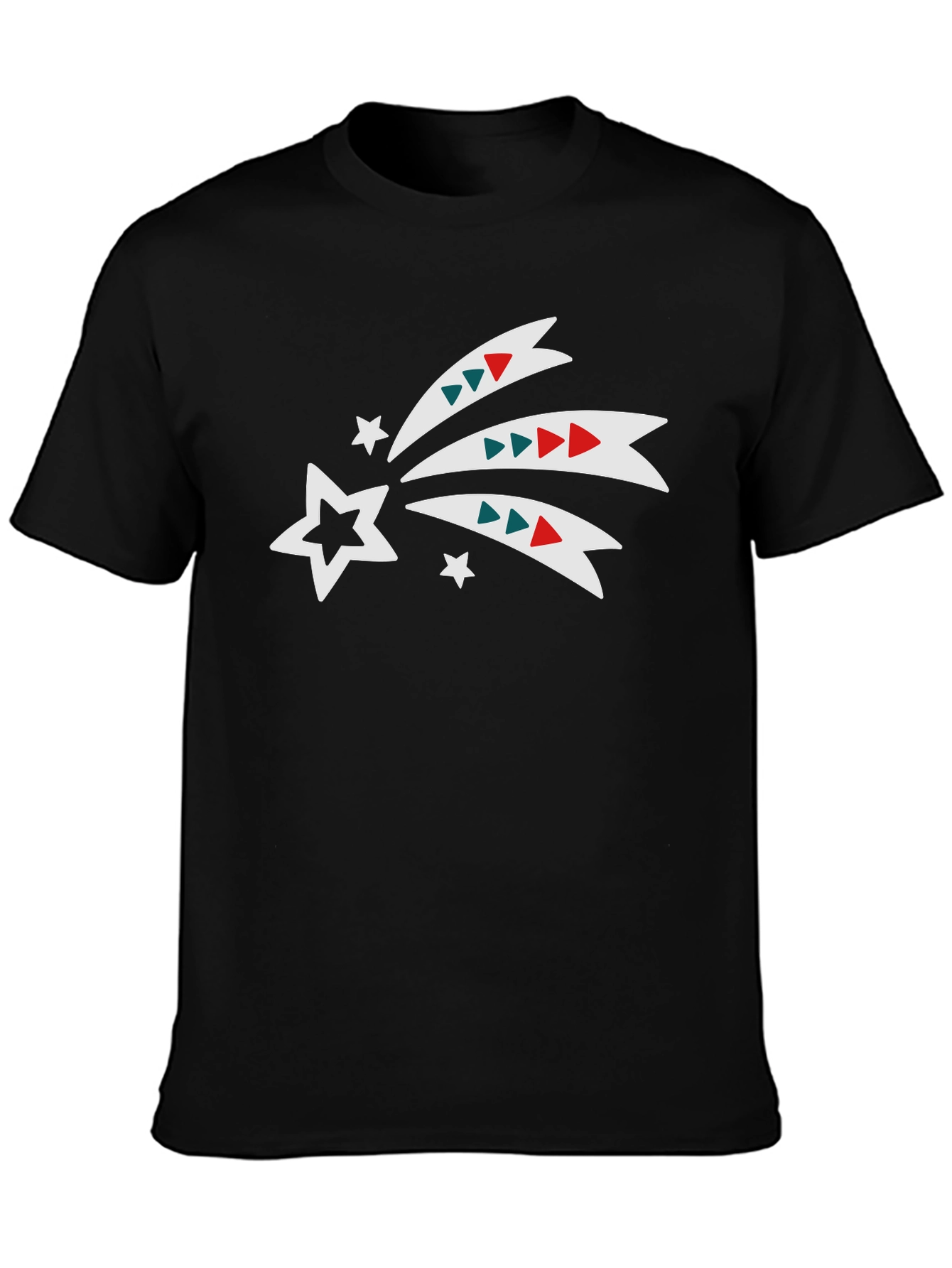Festive Star Trail Graphic Tee - Black