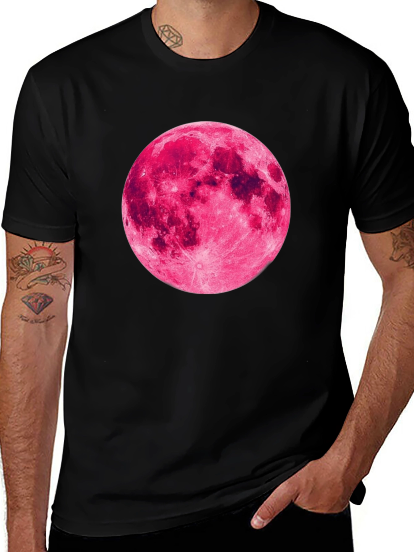 Pink Moon Graphic Black T-Shirt