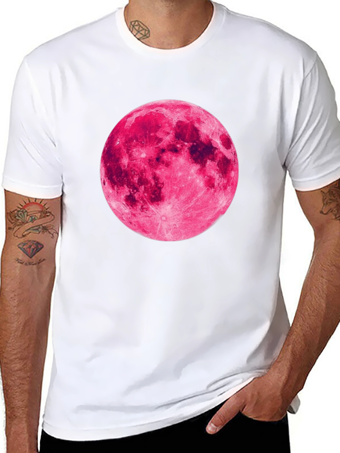 Pink Moon Graphic Black T-Shirt