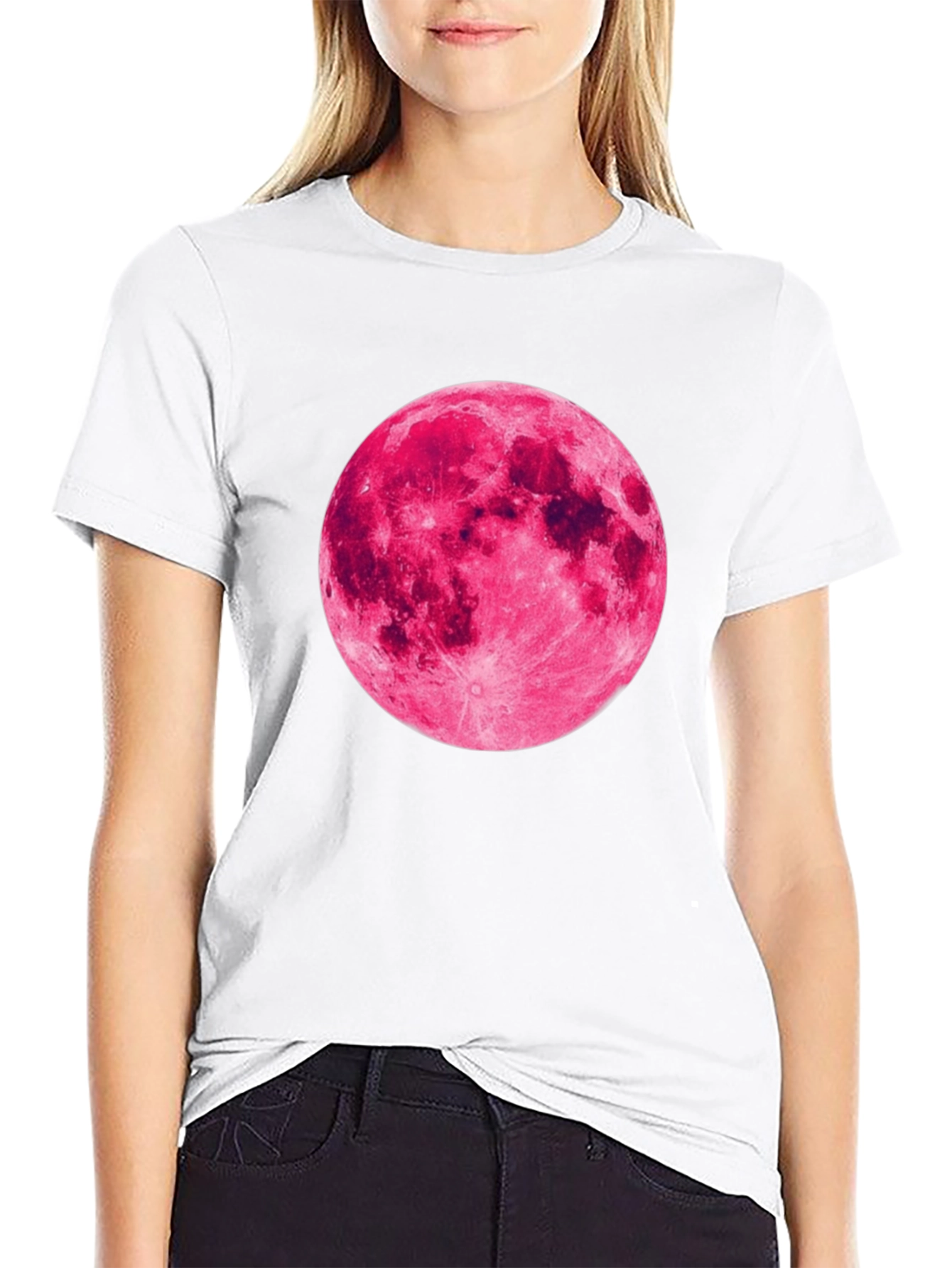 Pink Moon Graphic Black T-Shirt