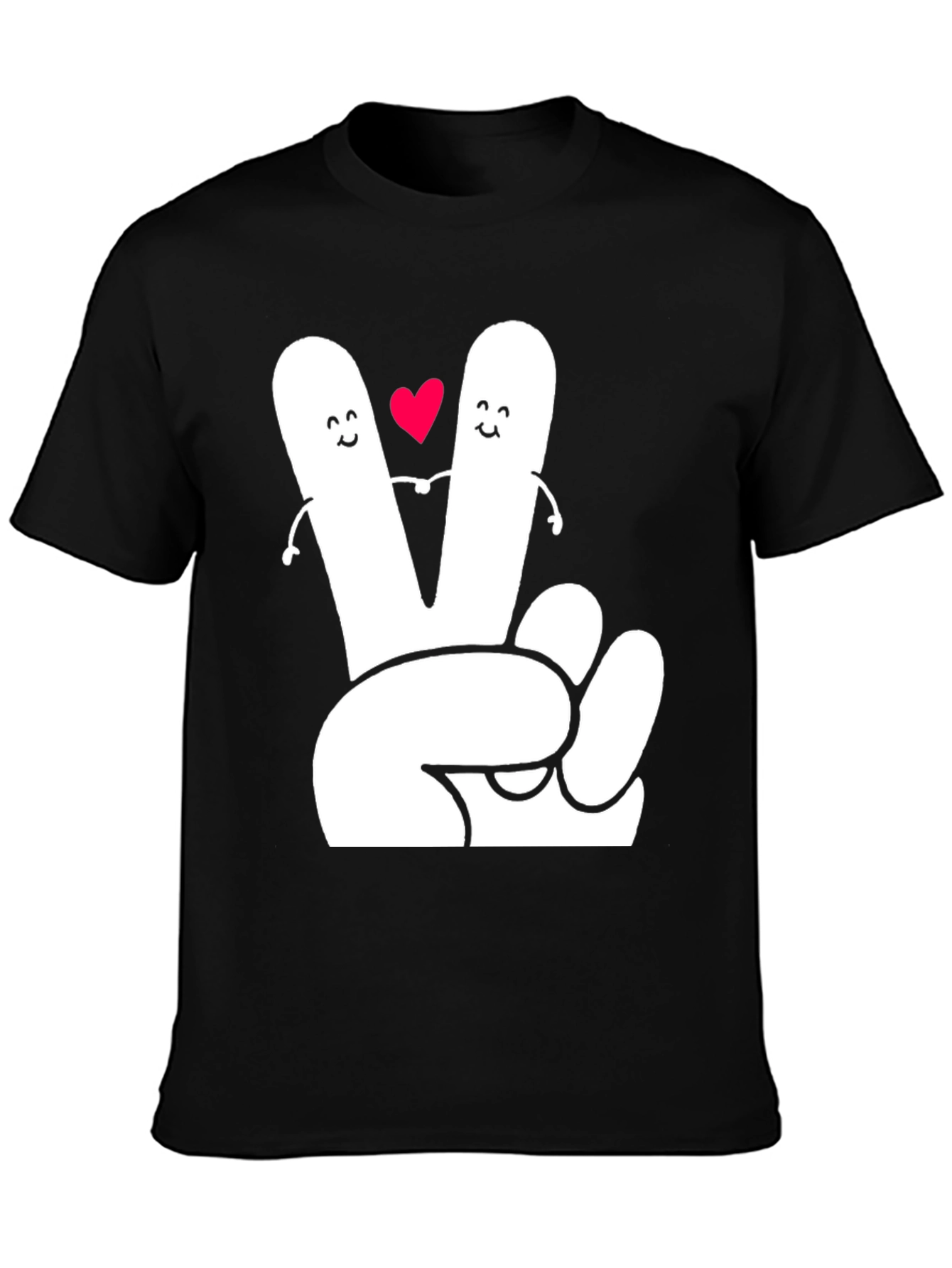Peace Sign Heart Graphic Tee - Black T-Shirt