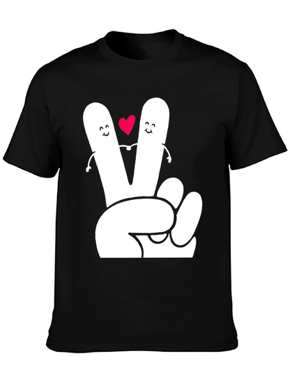 Peace Sign Heart Graphic Tee - Black T-Shirt