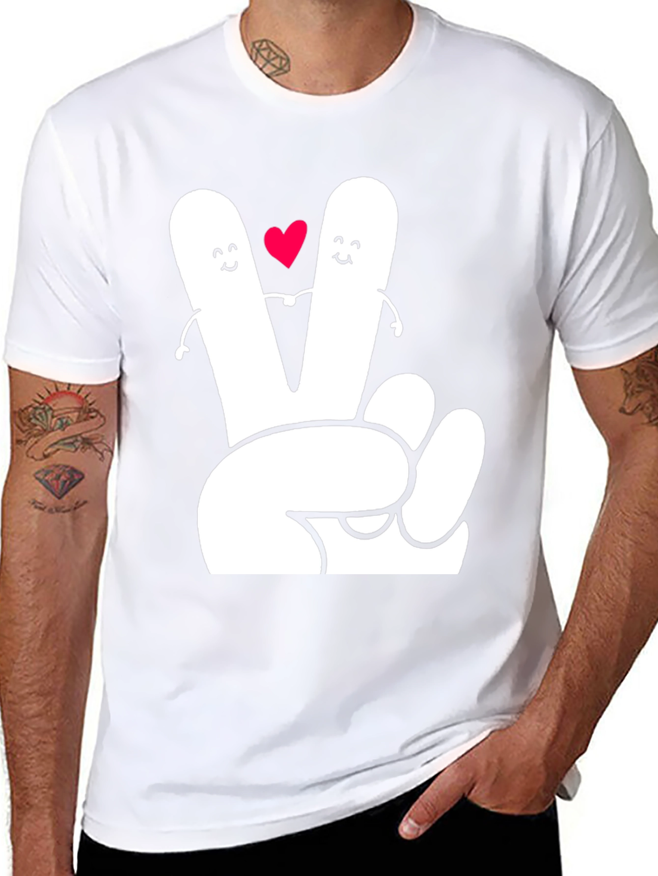Peace Sign Heart Graphic Tee - Black T-Shirt