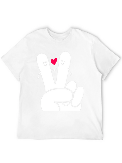 Peace Sign Heart Graphic Tee - Black T-Shirt