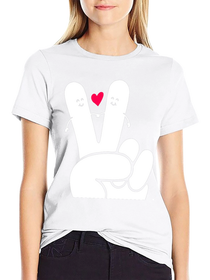 Peace Sign Heart Graphic Tee - Black T-Shirt