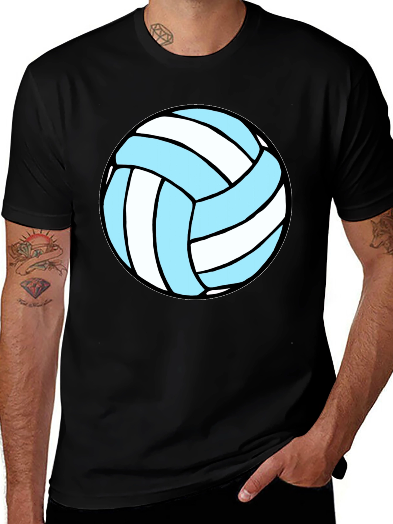 Volleyball Graphic Tee - Black Cotton Blend