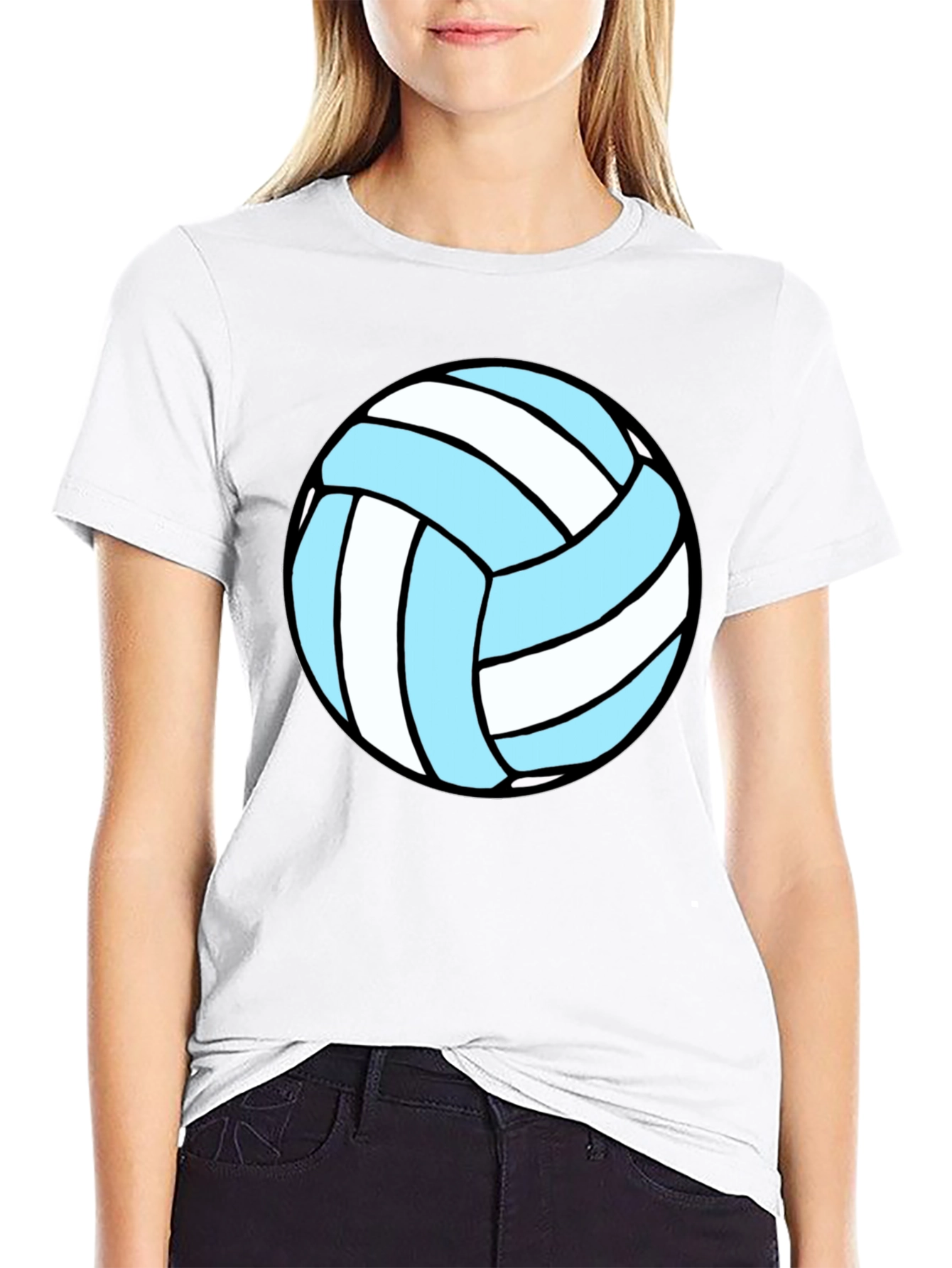 Volleyball Graphic Tee - Black Cotton Blend