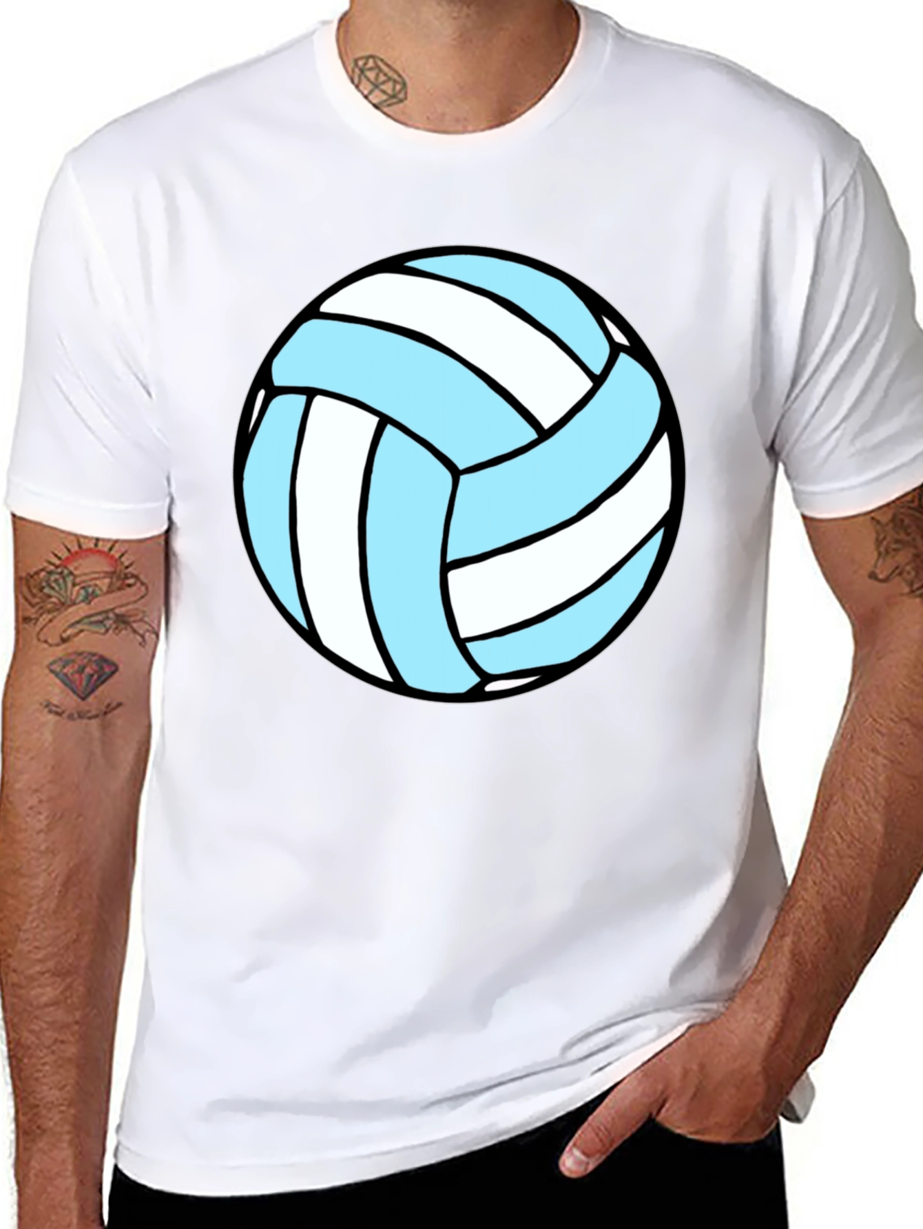 Volleyball Graphic Tee - Black Cotton Blend