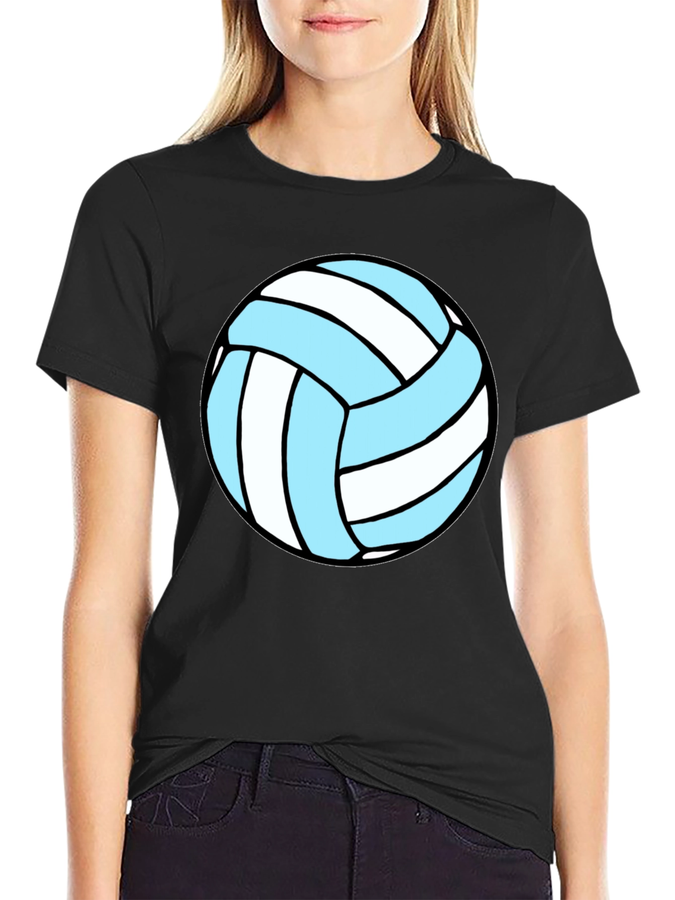 Volleyball Graphic Tee - Black Cotton Blend
