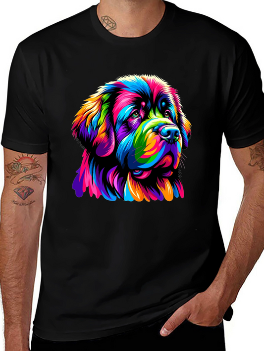 Colorful Dog Graphic Tee - Unisex Black T-Shirt