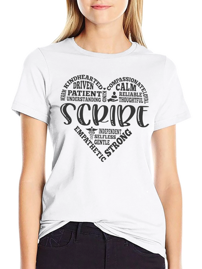 Scribe Heart Word Art T-Shirt Medical Professional