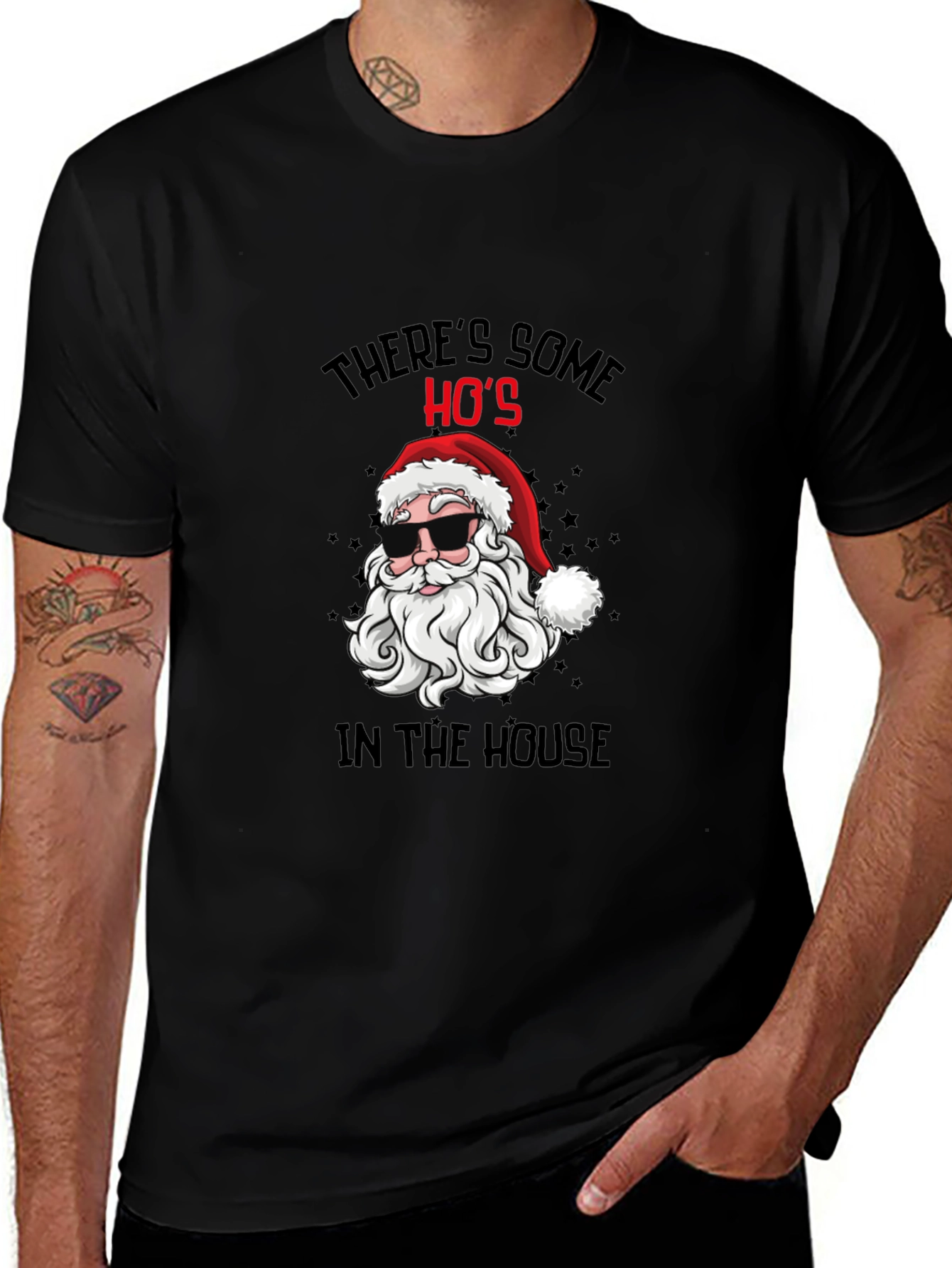 Cool Santa Christmas T-Shirt: Theres Some Hos