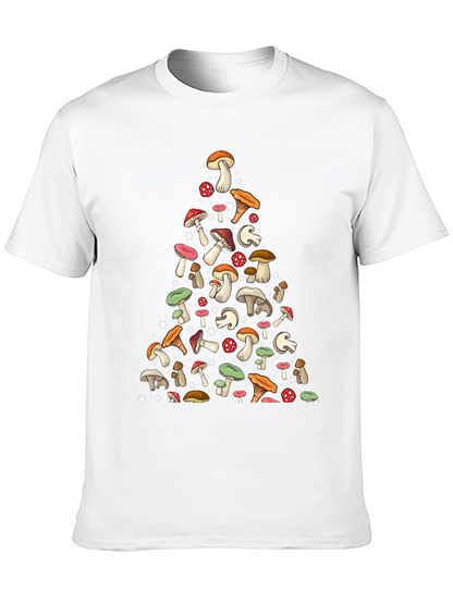Mushroom Pattern Black T-Shirt