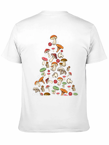 Mushroom Pattern Black T-Shirt