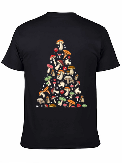 Mushroom Pattern Black T-Shirt
