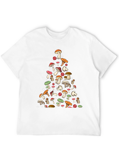 Mushroom Pattern Black T-Shirt