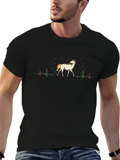 Unicorn Heartbeat Mens Graphic Tee