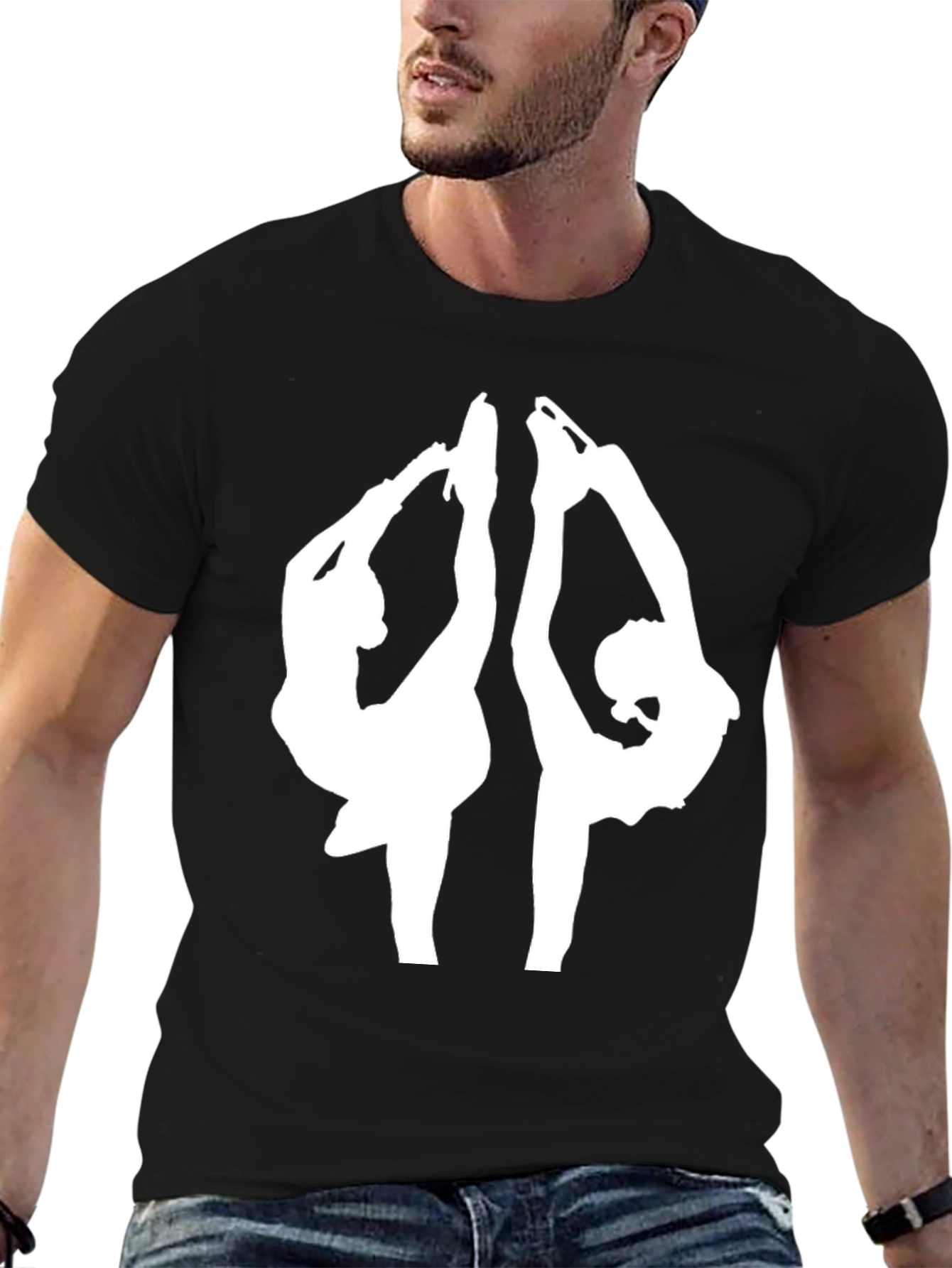 Figure Skating T-Shirt - Black Tee with Skaters Design